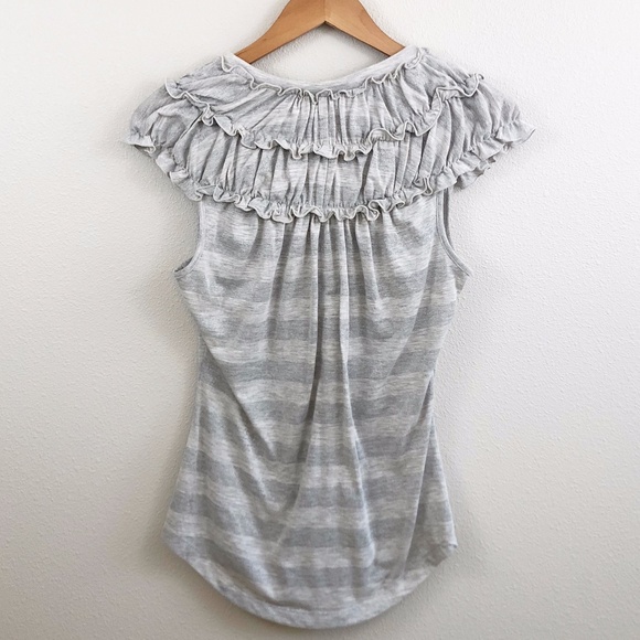 Anthropologie LYB Grey and Silver Ruffled Top - Picture 6 of 6